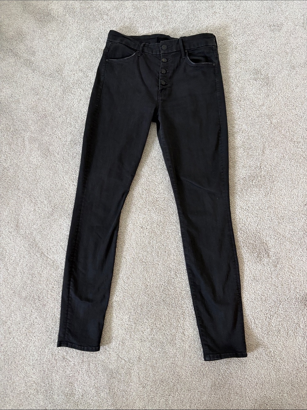 MOTHER Black Skinny Button-Fly High-Rise Jeans